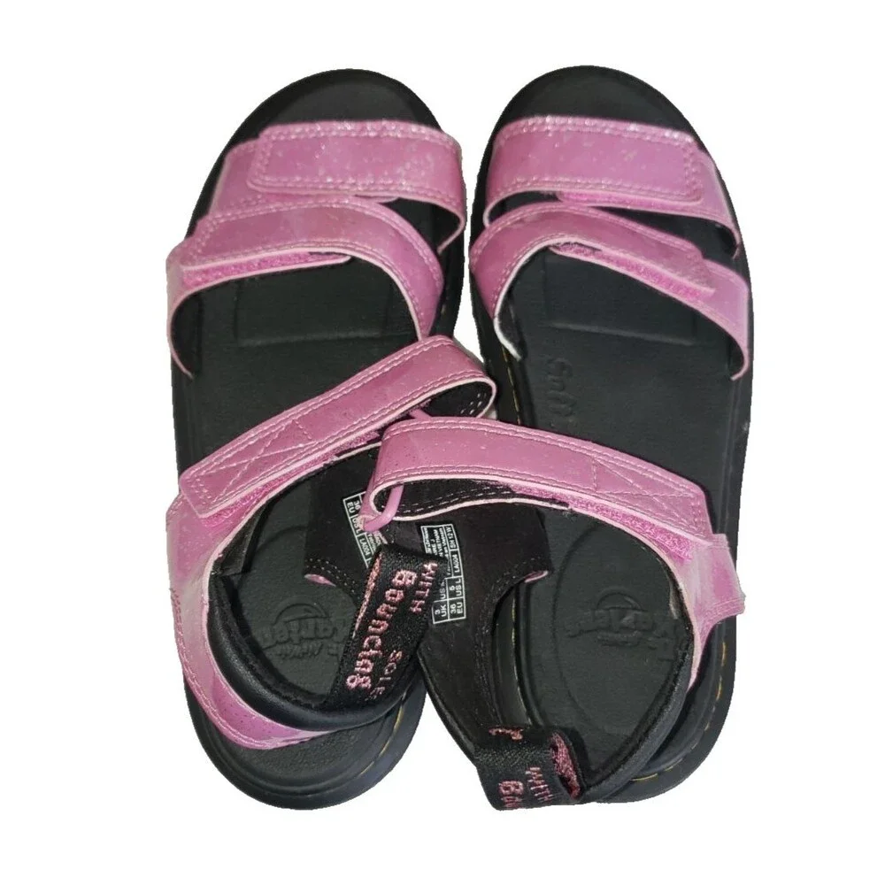 Doc Dr. Martens Klaire J Strappy Sandals Girl's Size 5 Glittery Pink Purple